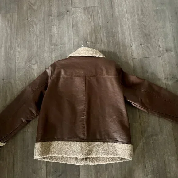 🧥 Universal Thread Faux Leather Sherpa Aviator Jacket | XXL - Picture 8 of 8